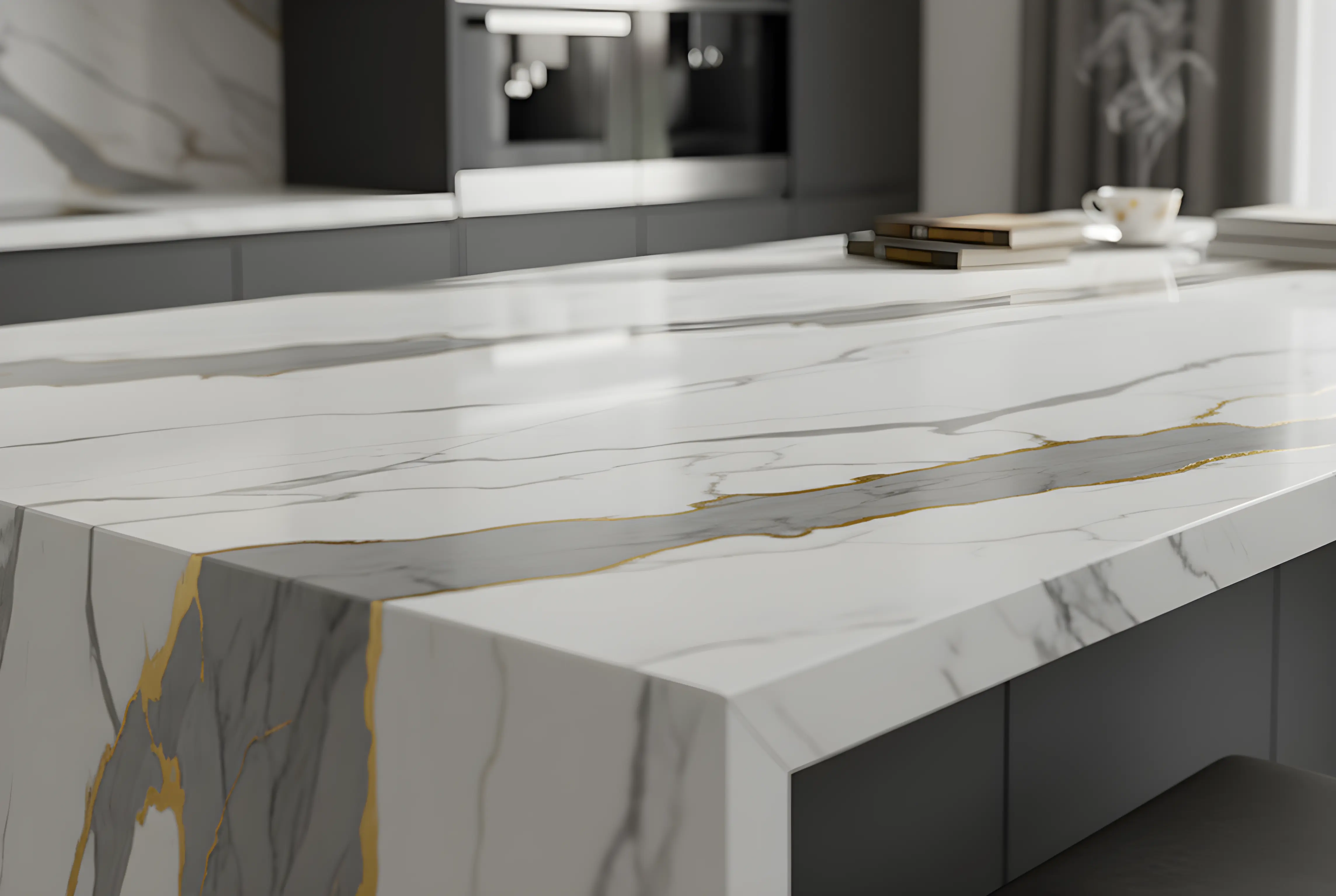 Marmerlook Composiet Keukenblad